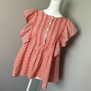 Adorable Red and Off White Flowly Top, Max Stuido, Size S